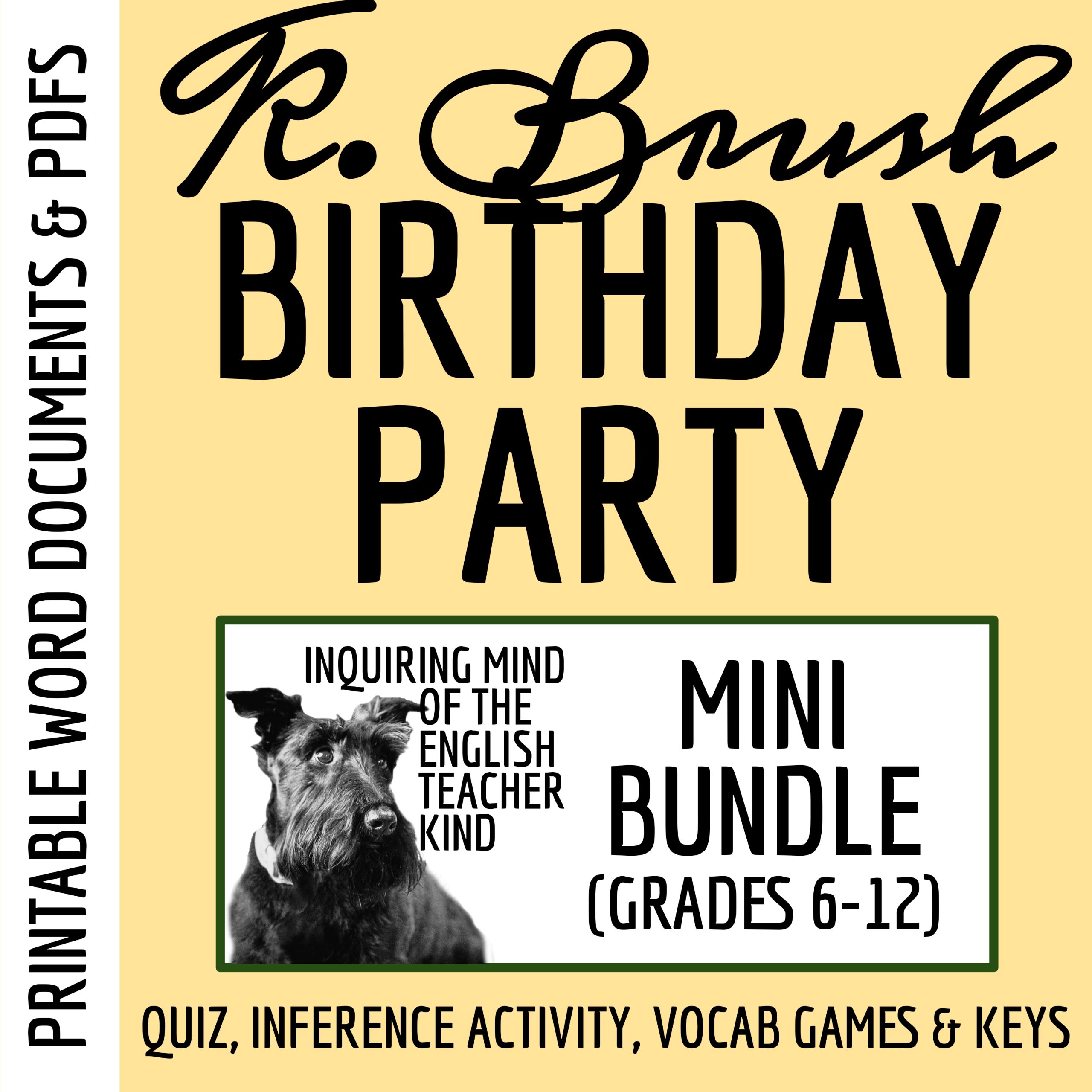 "Birthday Party" by Katharine Brush Quiz, Worksheet, and Vocabulary Games (Bundle)