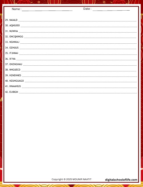 China Cities Word Scramble Game – China Cities Words Puzzles