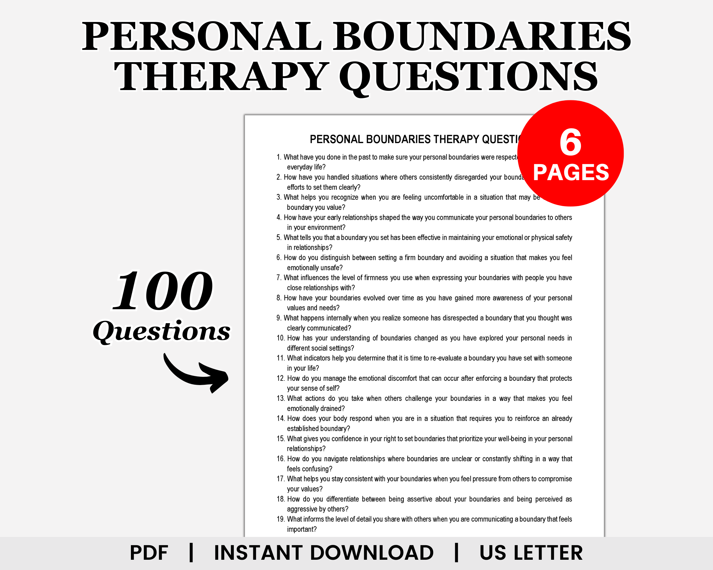 Personal Boundaries Therapy Questions, Boundary Setting, Setting Boundaries, Healthy Boundaries