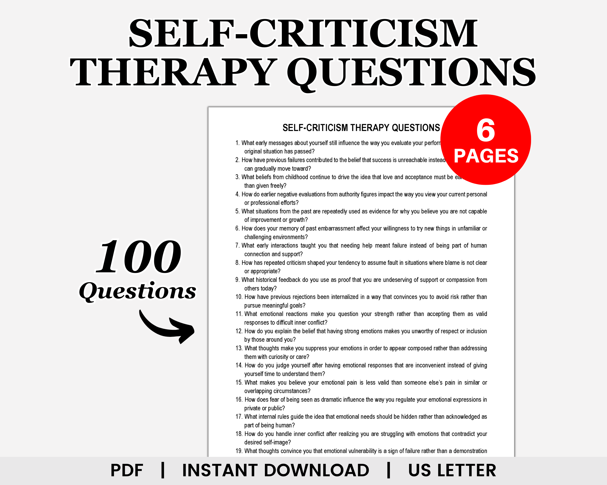 Self Criticism Therapy Questions, Inner Critic, Self Sabotage, Self Identity, Self Worth