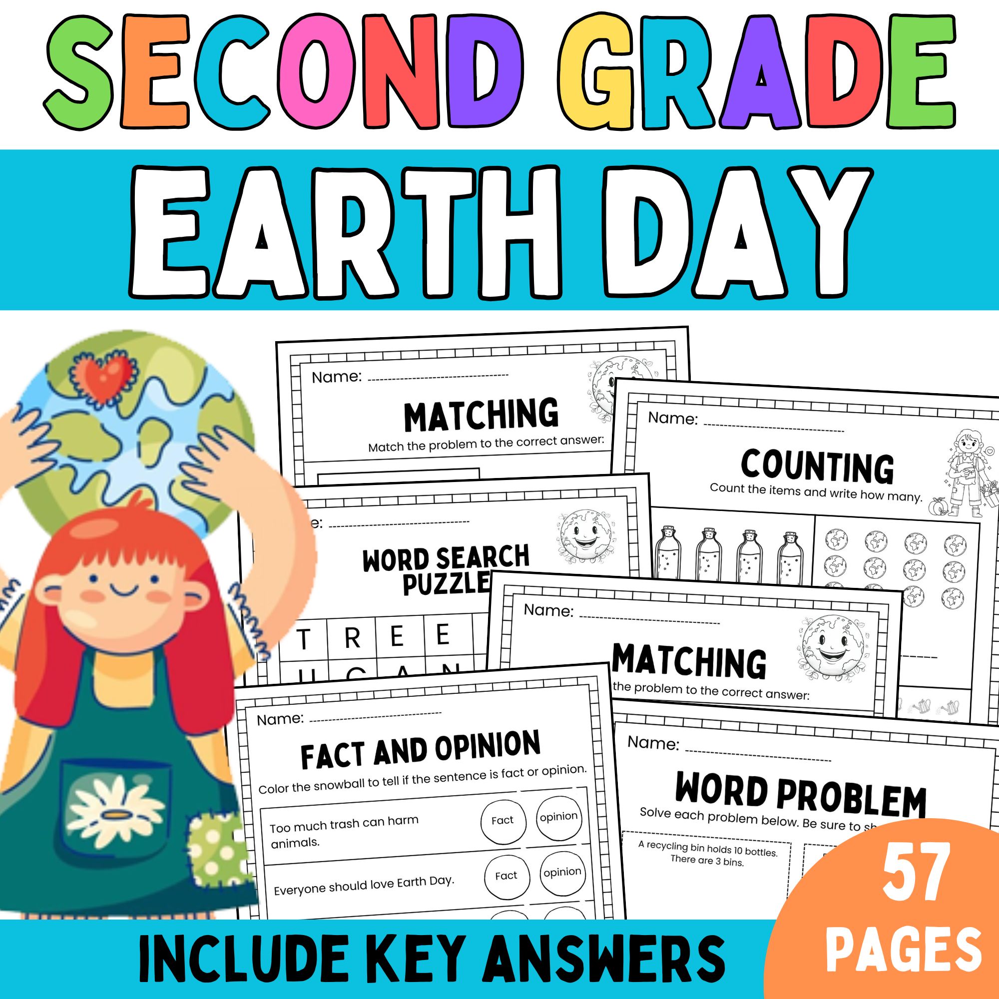 2nd grade earth day april worksheets | spring morning work | matching game, ...