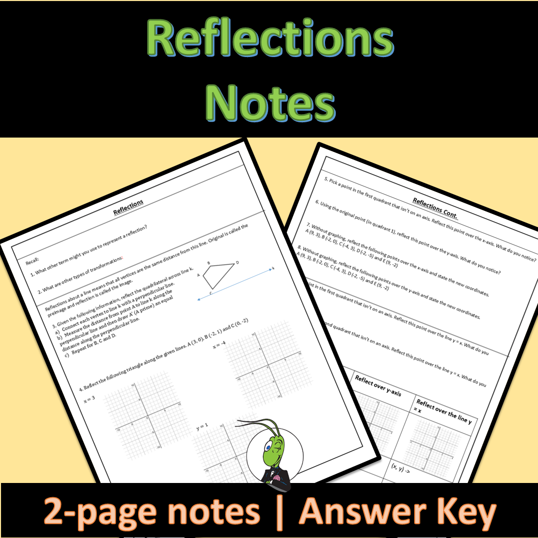 Reflections Geometry Guided Notes Transformations and Symmetry Unit