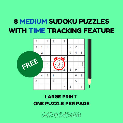FREEBIE – 8 Medium Sudoku Puzzles with Time Tracking | Grades 5 and Up