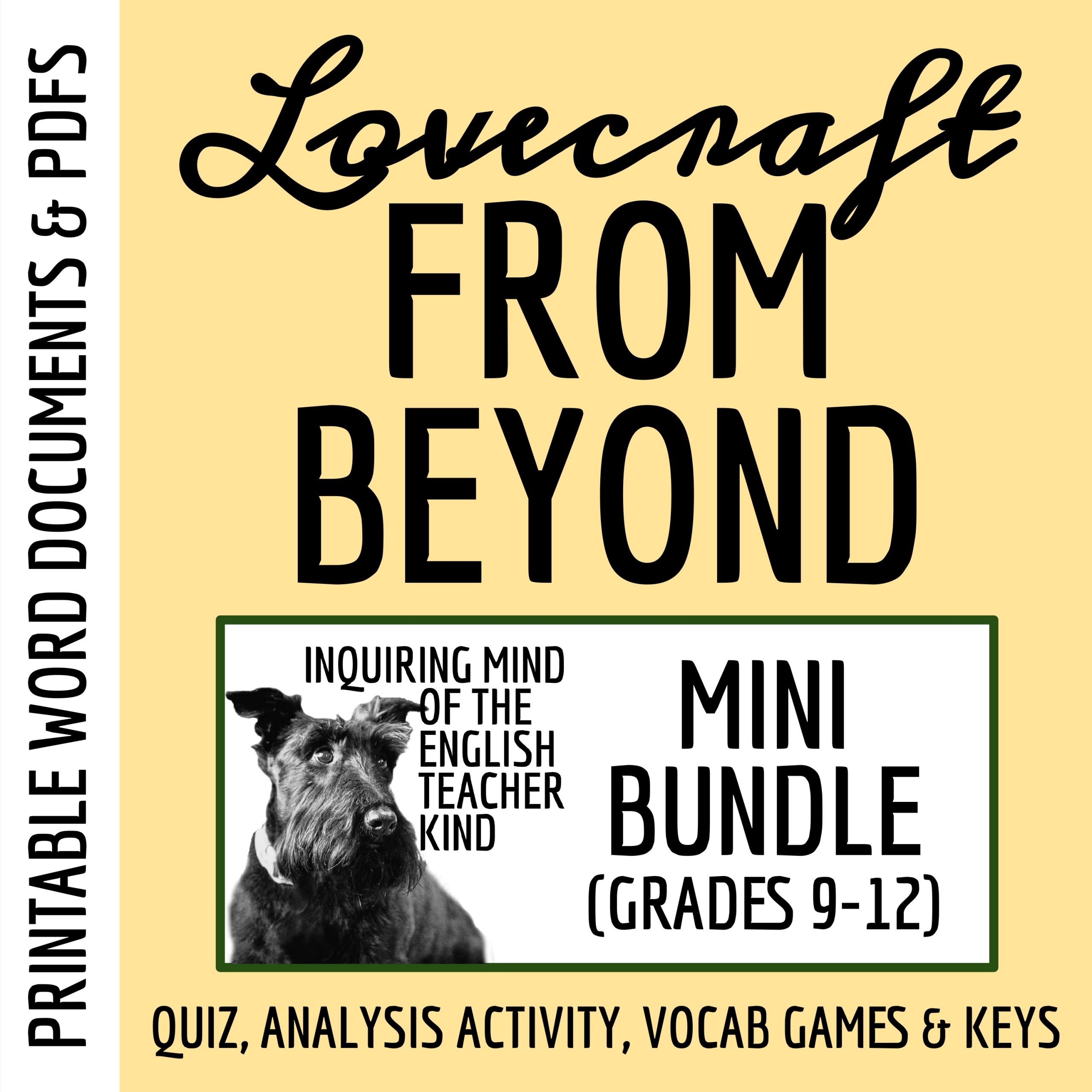 "From Beyond" by H.P. Lovecraft Quiz, Analysis Worksheet, and Vocabulary Games (Bundle)