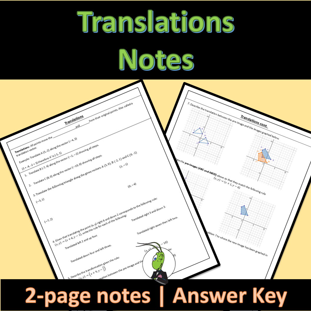 Translations Geometry Guided Notes Transformations and Symmetry Unit