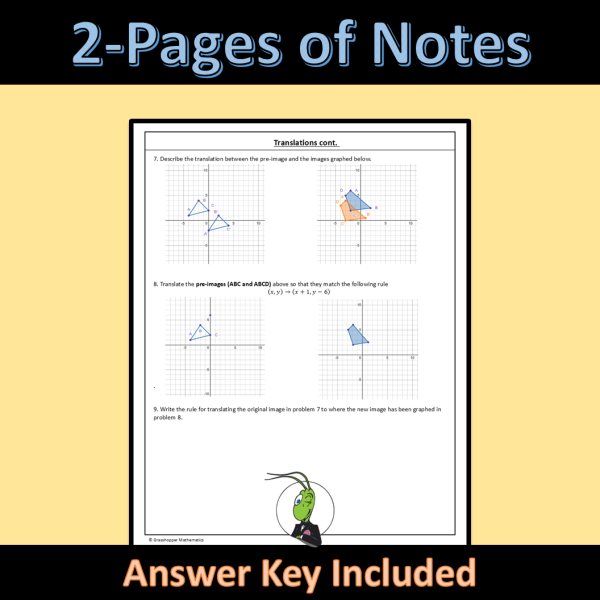 Translations Geometry Guided Notes Transformations and Symmetry Unit ...
