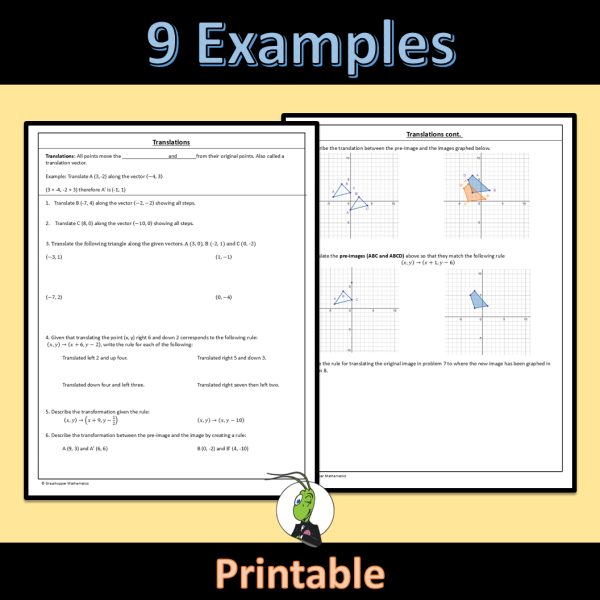 Translations Geometry Guided Notes Transformations and Symmetry Unit ...