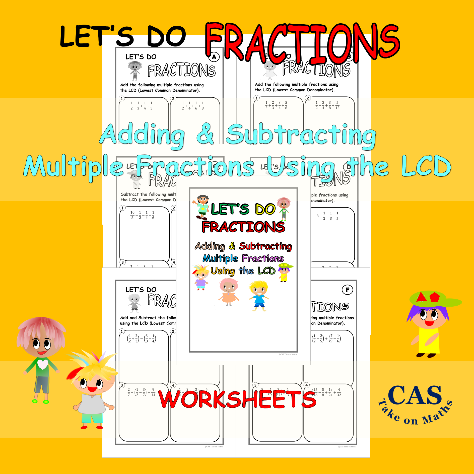 Fractions Mastery: Adding & Subtracting Multiple Fractions with Unlike Denominators (Grades 5–8)