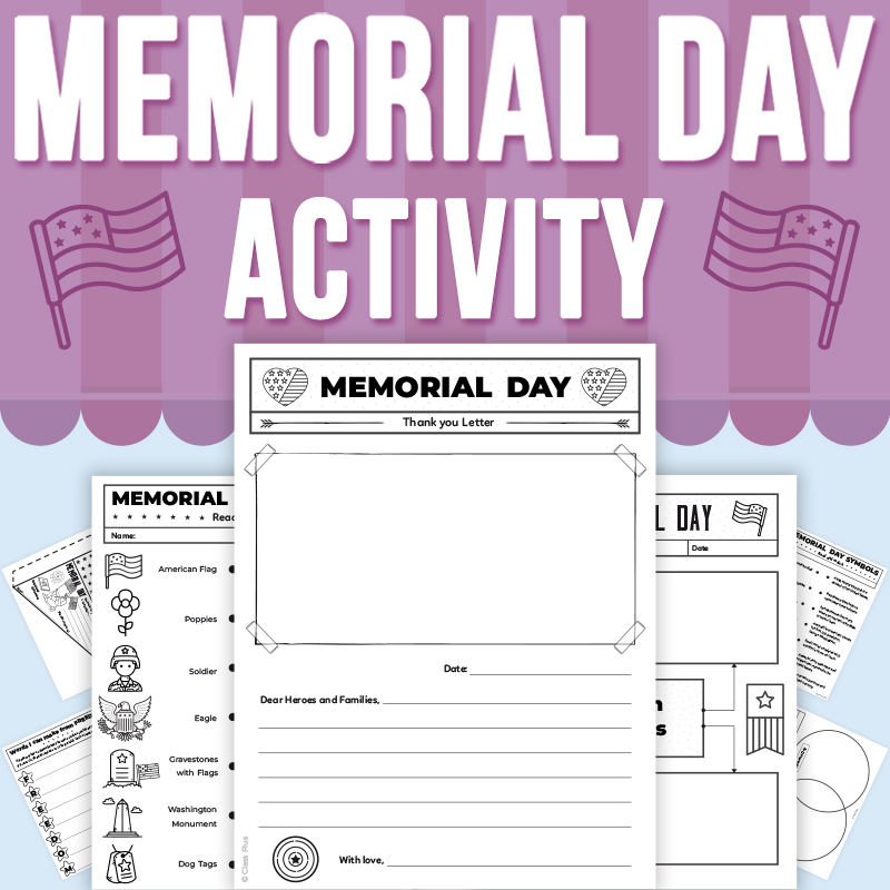 Memorial Day Mind Map, Writing Activity, and Pennant for Classroom Activity