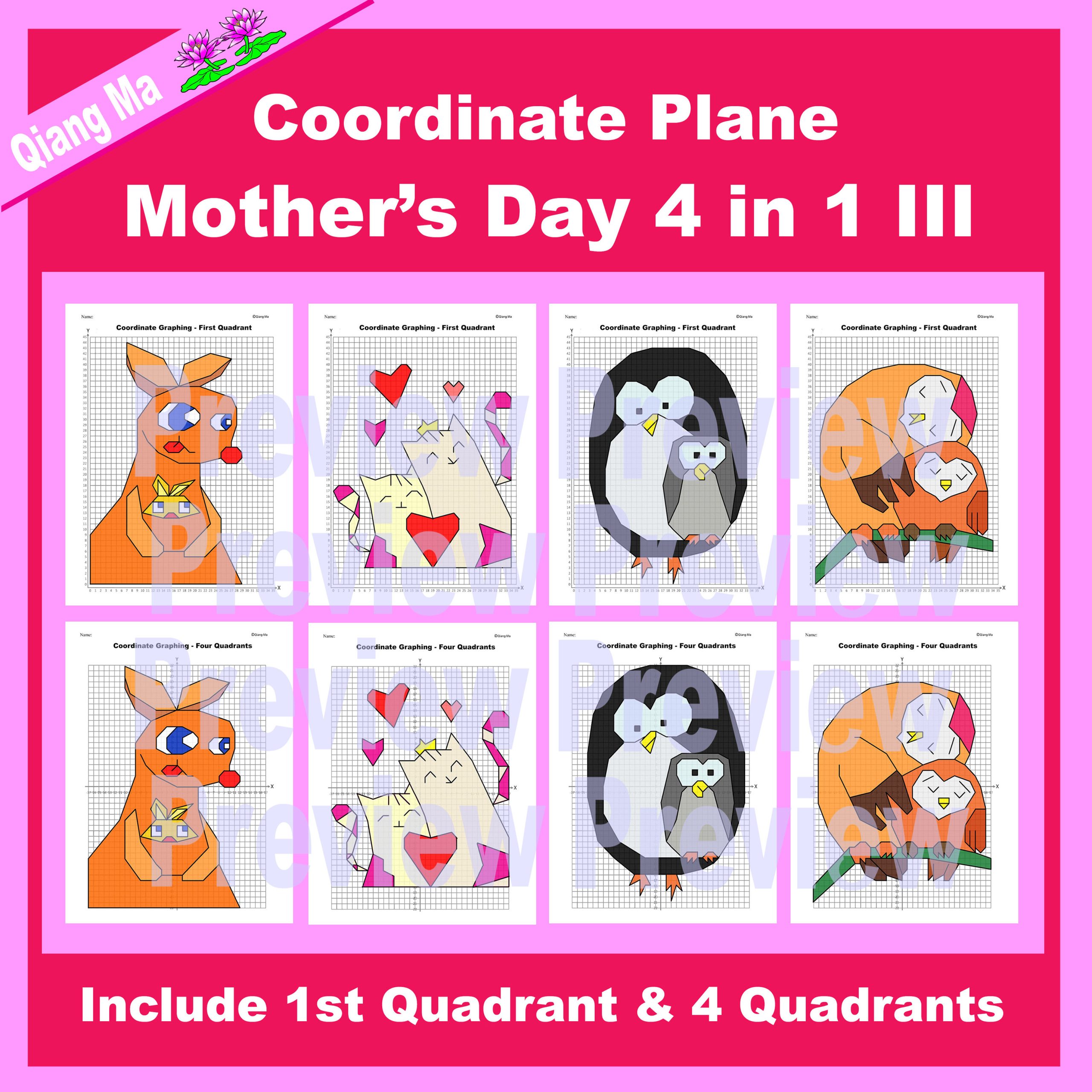 Mother's Day Coordinate Graphing Picture: Mother's Day Bundle 4 in 1 III