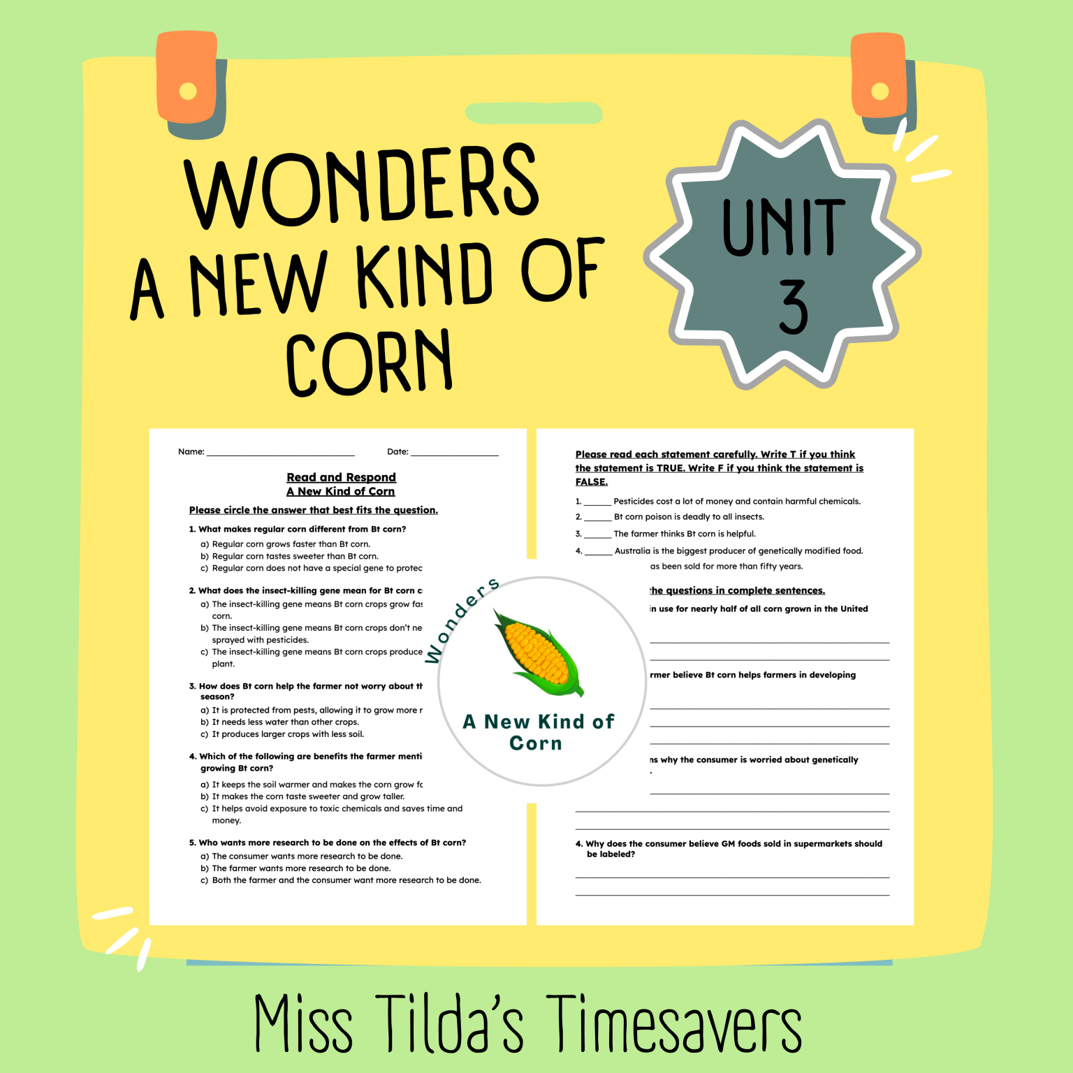 A New Kind of Corn - Grade 4 Wonders - Made By Teachers
