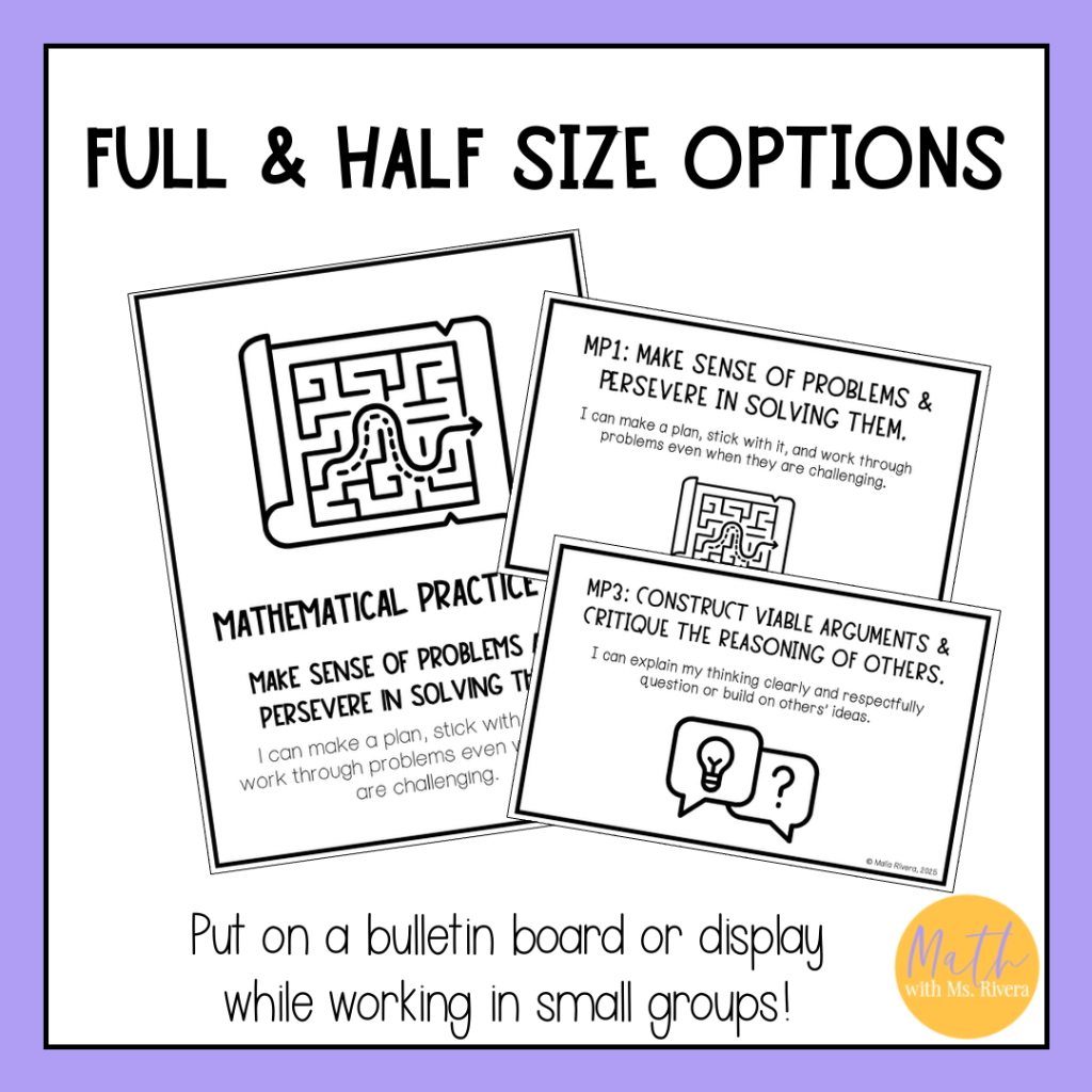 Each Math 8 Mathematical Practices Posters with I Can Statements | Math Standards ...