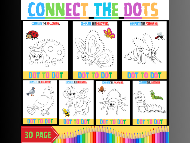 Spring Dot to Dot / Connect the Dots Worksheets 30 page