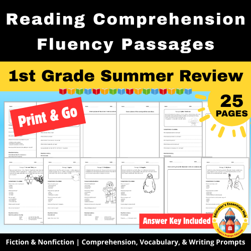 1st Grade Summer Review Reading Passages | Fiction & Nonfiction + Questions