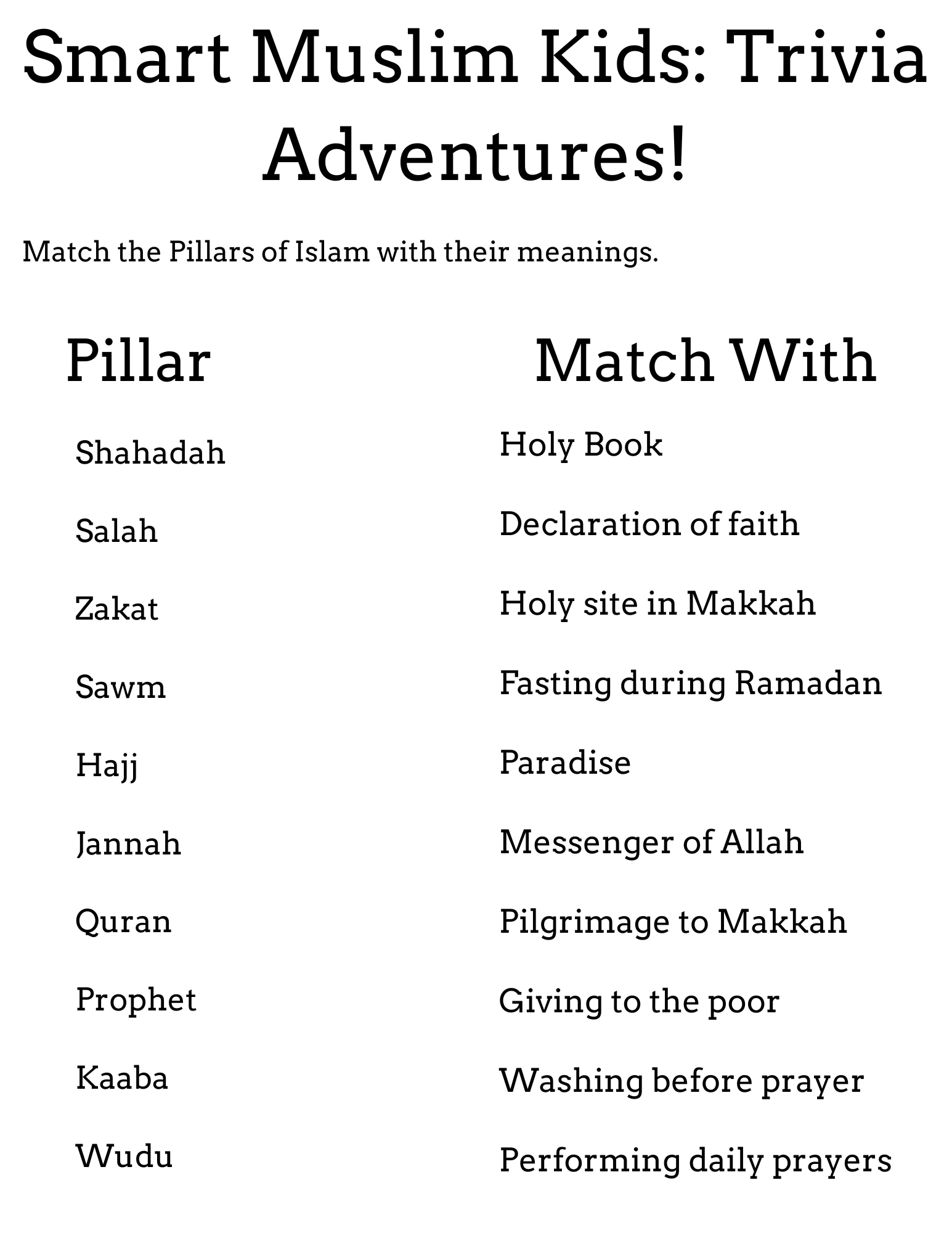 easy islamic trivia questions for kids