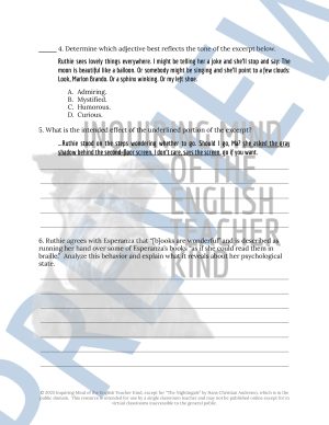 The House on Mango Street Close Reading Analysis Worksheet (Edna's ...