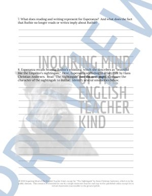The House on Mango Street Close Reading Analysis Worksheet (Edna's ...