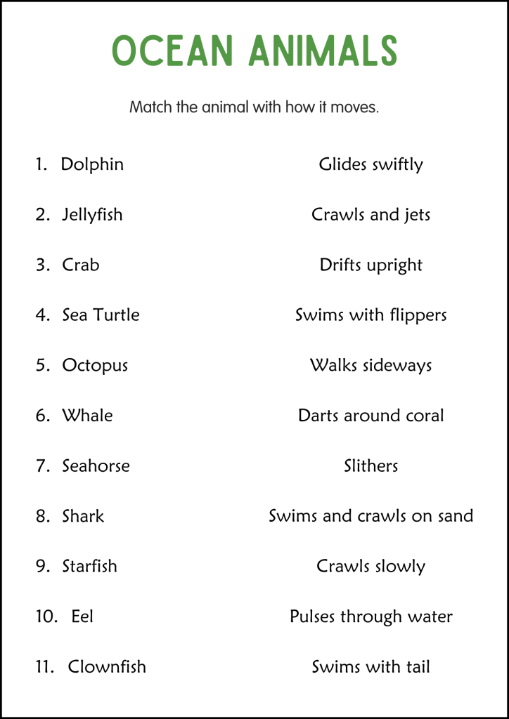 Printable Ocean Animals Activity Worksheets for Grade 2, 3, 4 - Sea ...