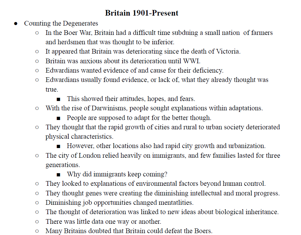 Britain Edwardian Age-Thatcherism Notes