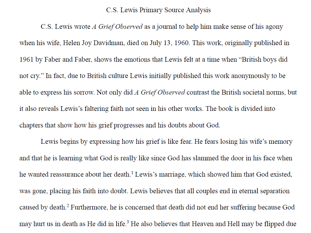 C.S. Lewis Primary Source Analysis