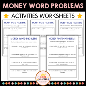 Addition and Subtraction Money Word Problems Math Worksheets for Grade ...