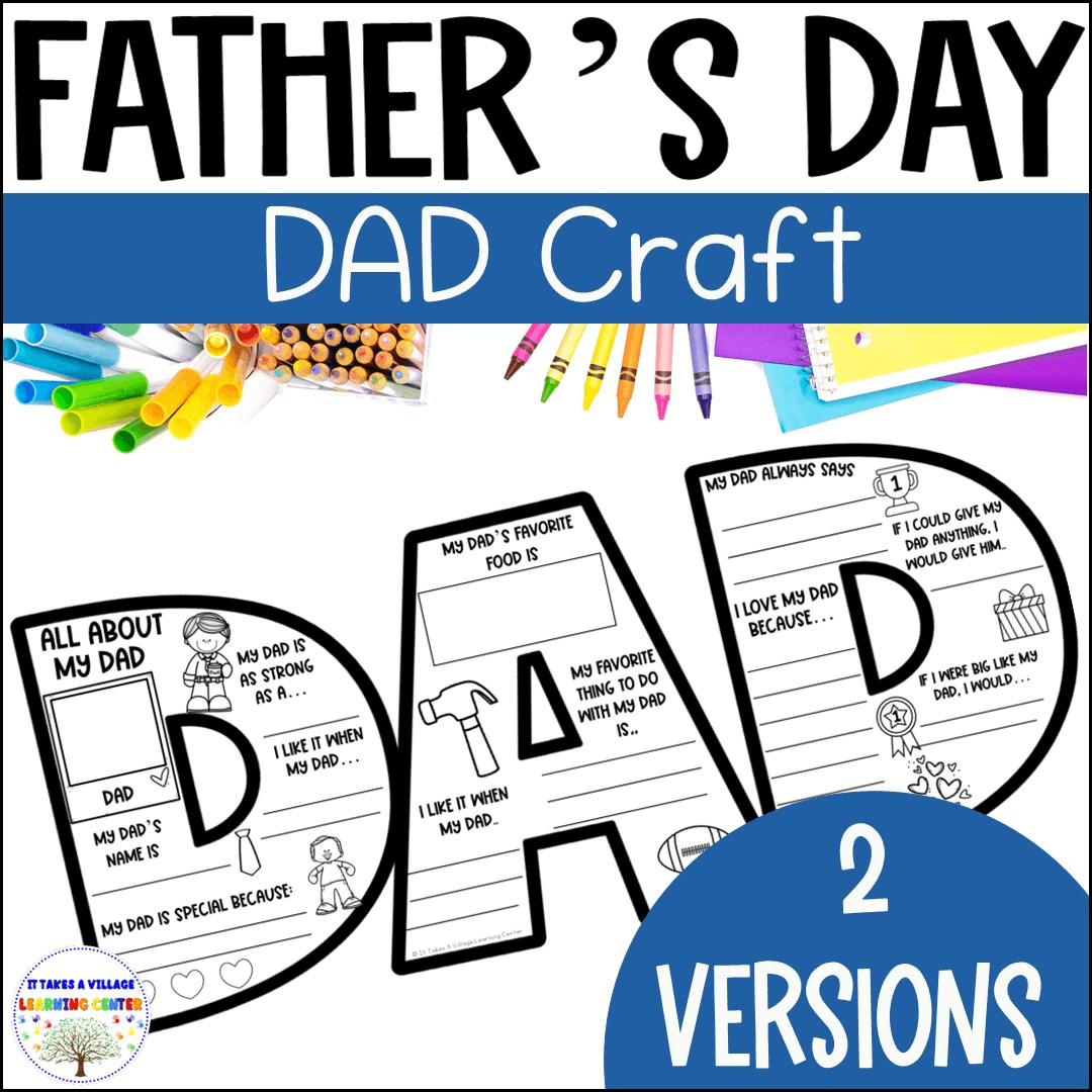 All About Dad Writing Craft Father’s Day Activity for Kindergarten