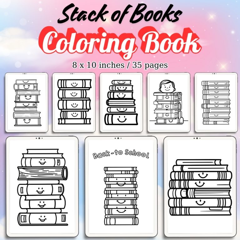 Stack of Books Coloring Pages / Sheets of Stack of Books {Coloring Book ...