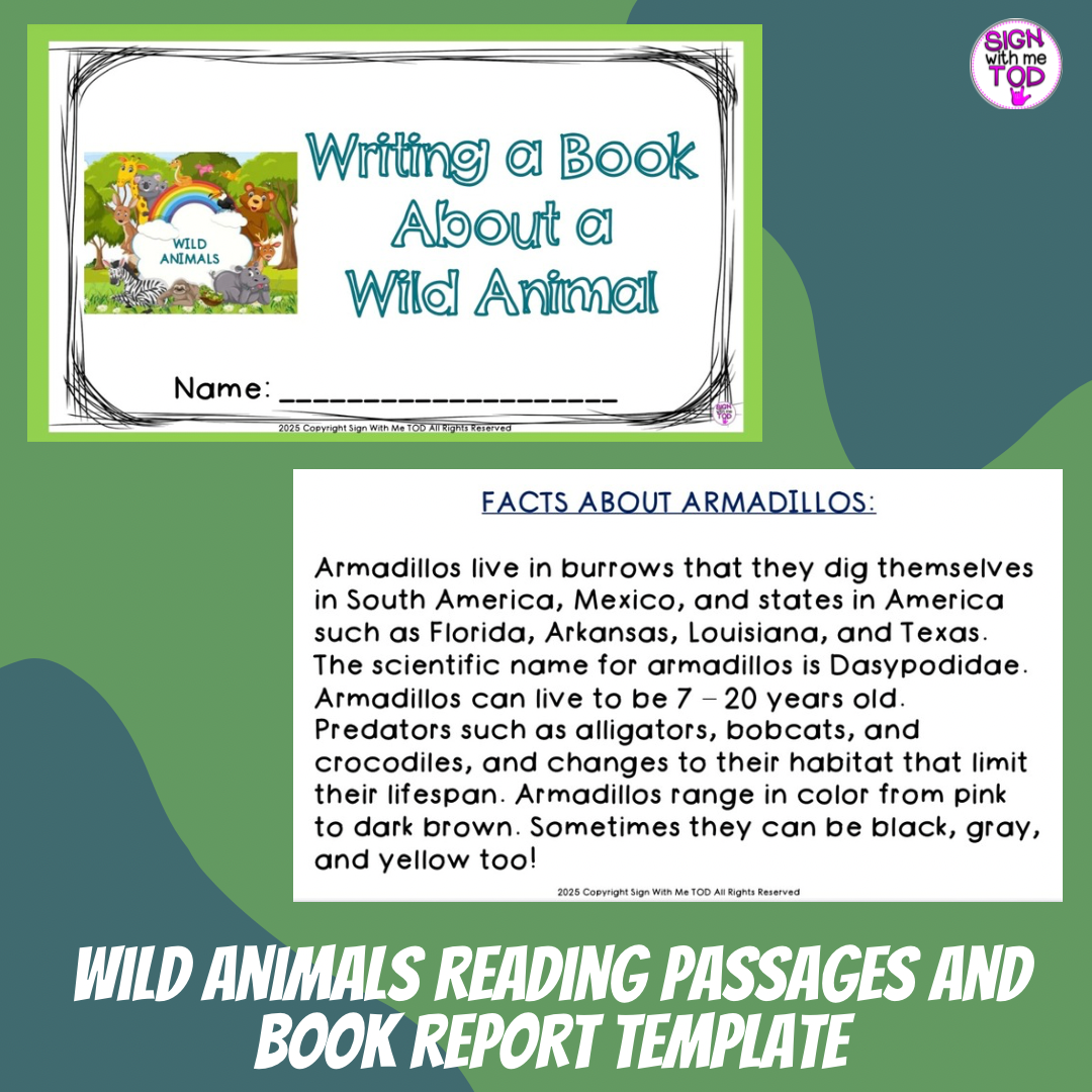 Wild Animals Reading Passages and Booklet Template