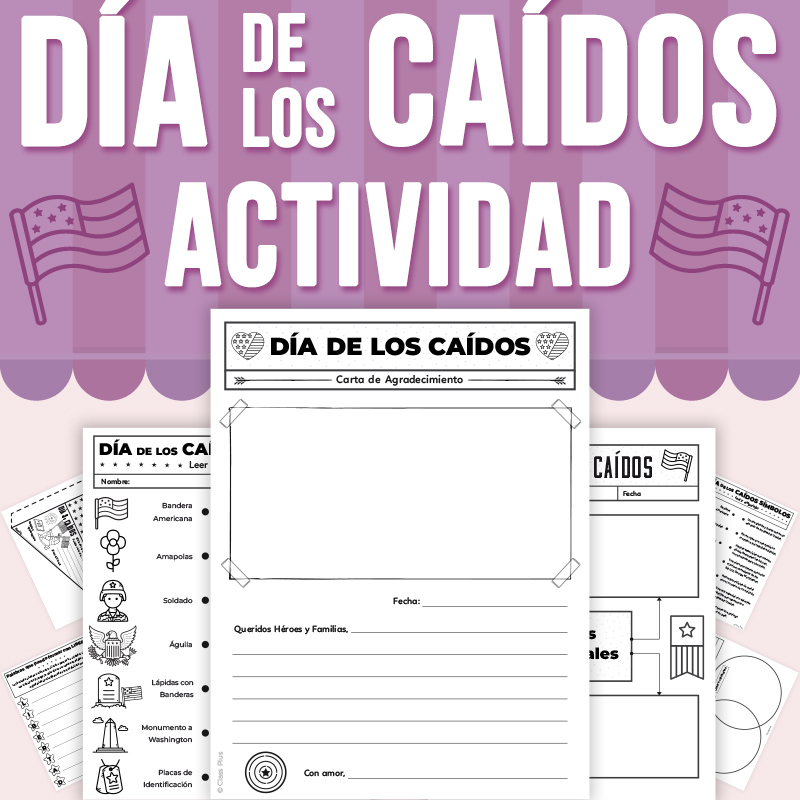 Día de los Caídos Actividad Mind Map, Banderín y Actividad de Escritura