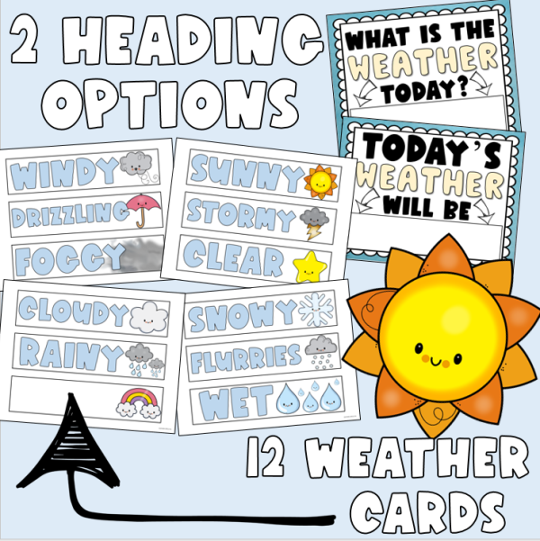 Weather Bulletin Board Set with Chart, Labels, and Classroom Display ...