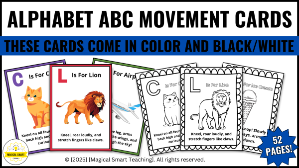 Alphabet Movement Cards / Brain Break -ABC Gross Motor Skill Transition ...
