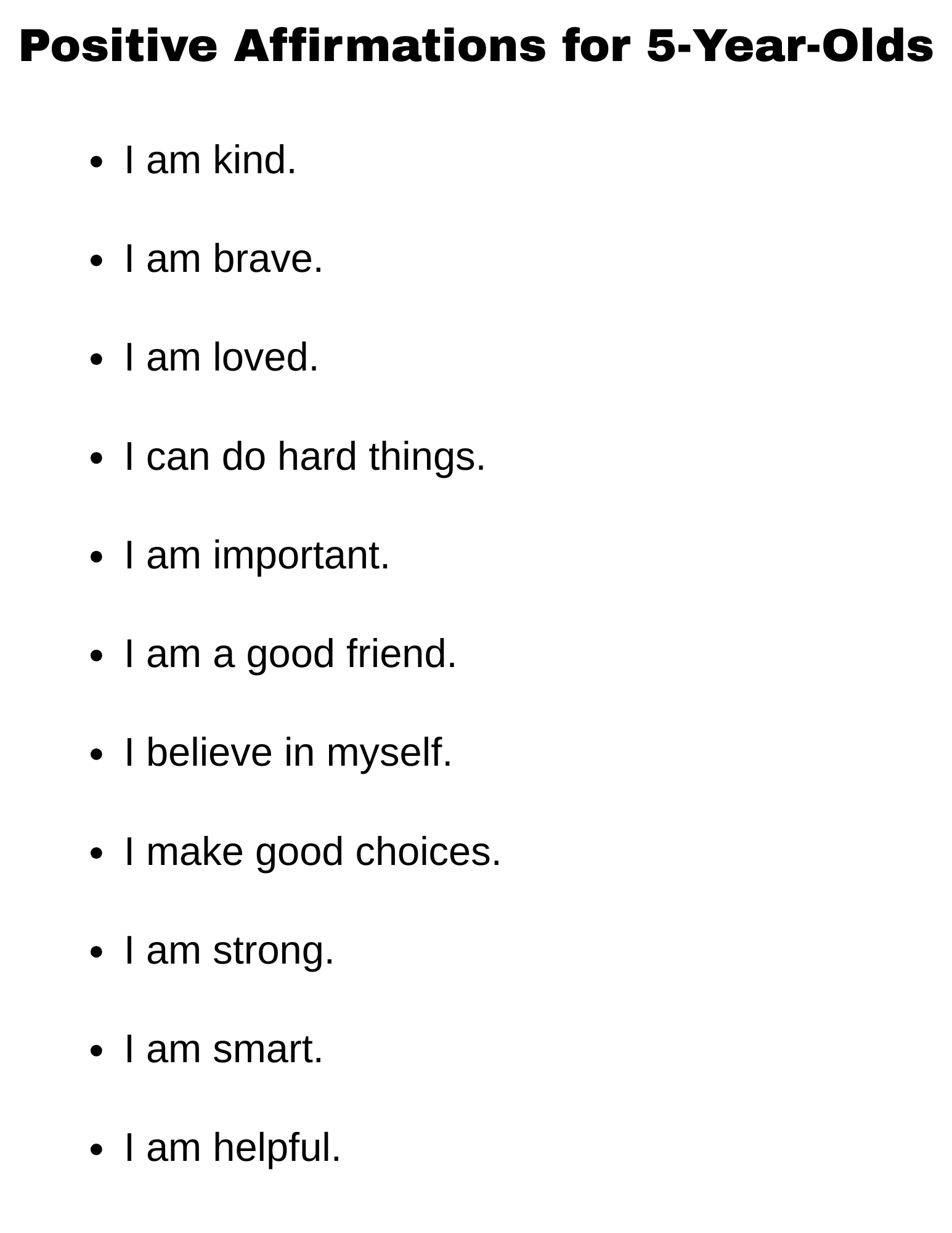 Positive Affirmations for 5-Year-Olds