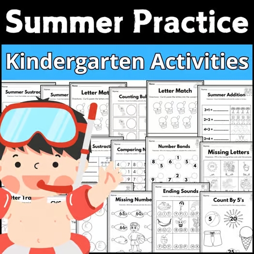 May End of the Year Activities Summer Kindergarten Math and Literacy|beach theme
