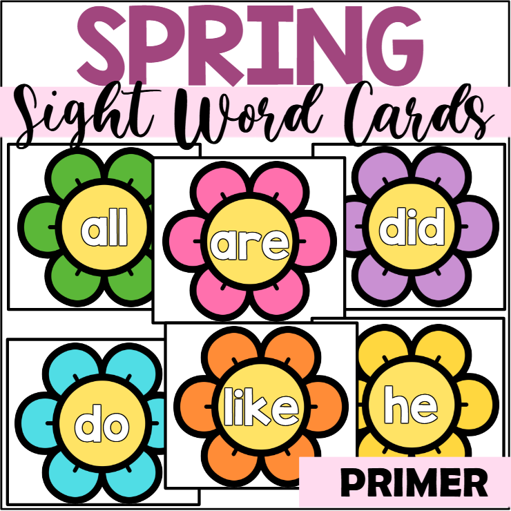 Spring Sight Word Cards for Primer