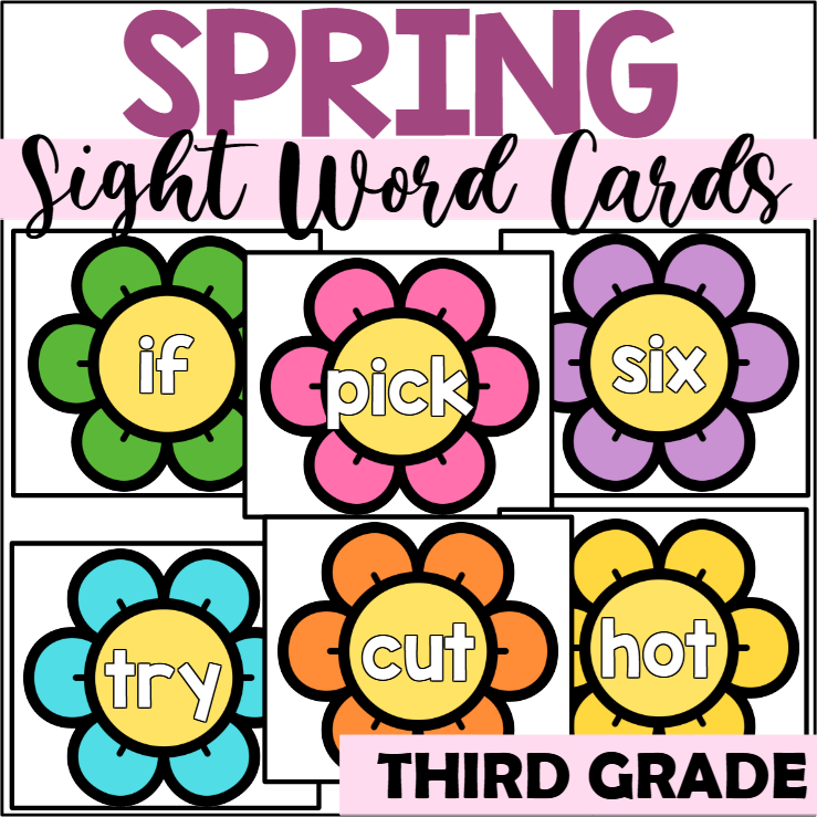 Spring Sight Word Cards for Third Grade