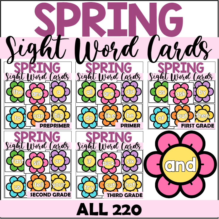 Spring Sight Word Cards for All 220 | Made By Teachers
