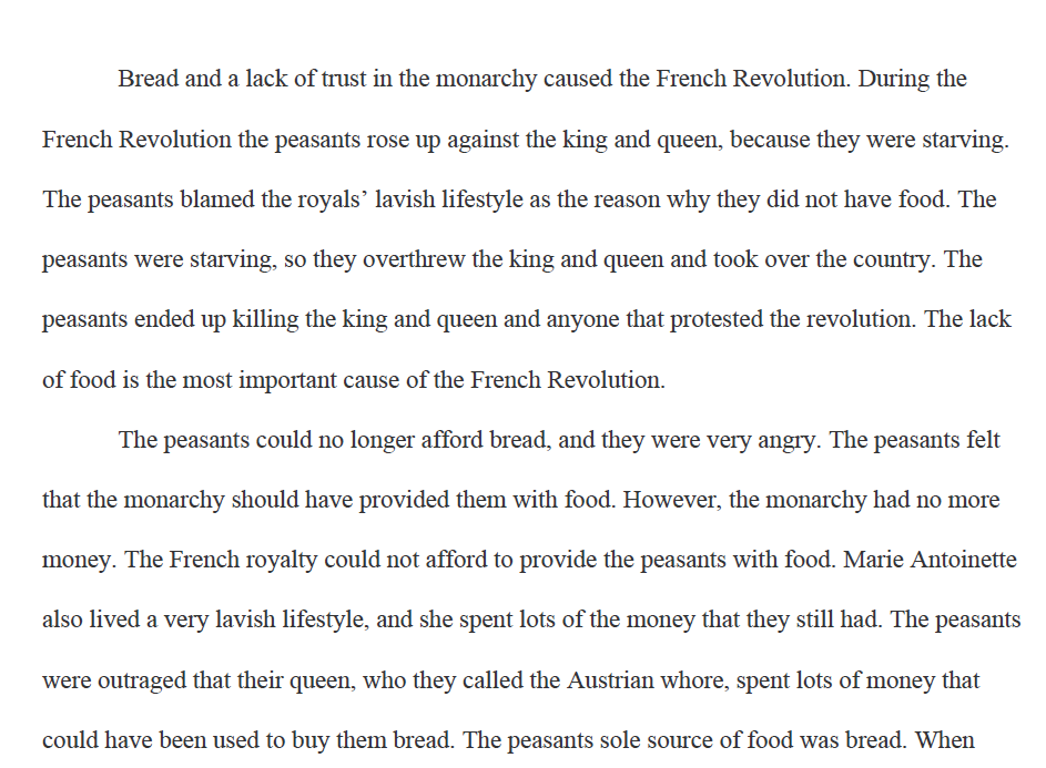 Causes of the French Revolution Paper
