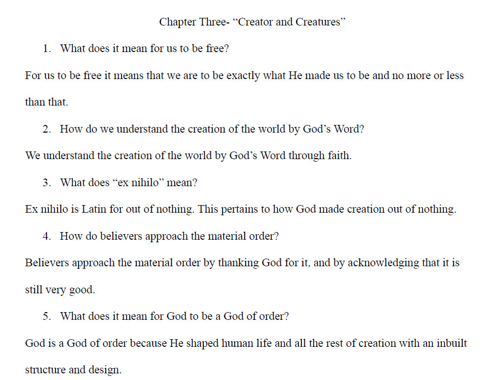 Christian Creation Questions