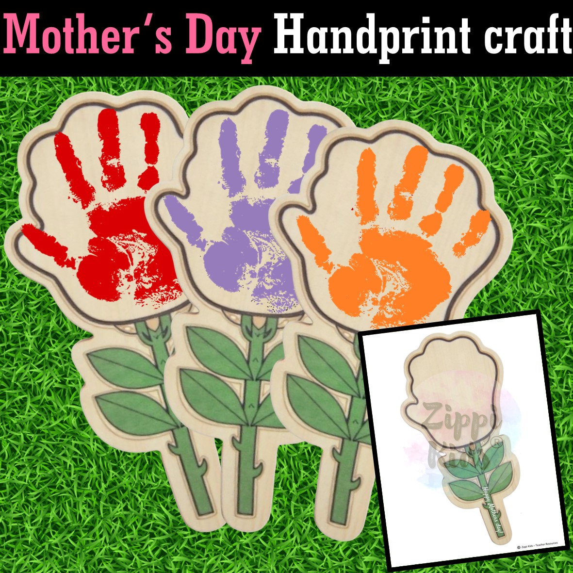 Mothers Day handprint flower Craft ,Gift for Mom/Nana/Gigi, Mothers day card