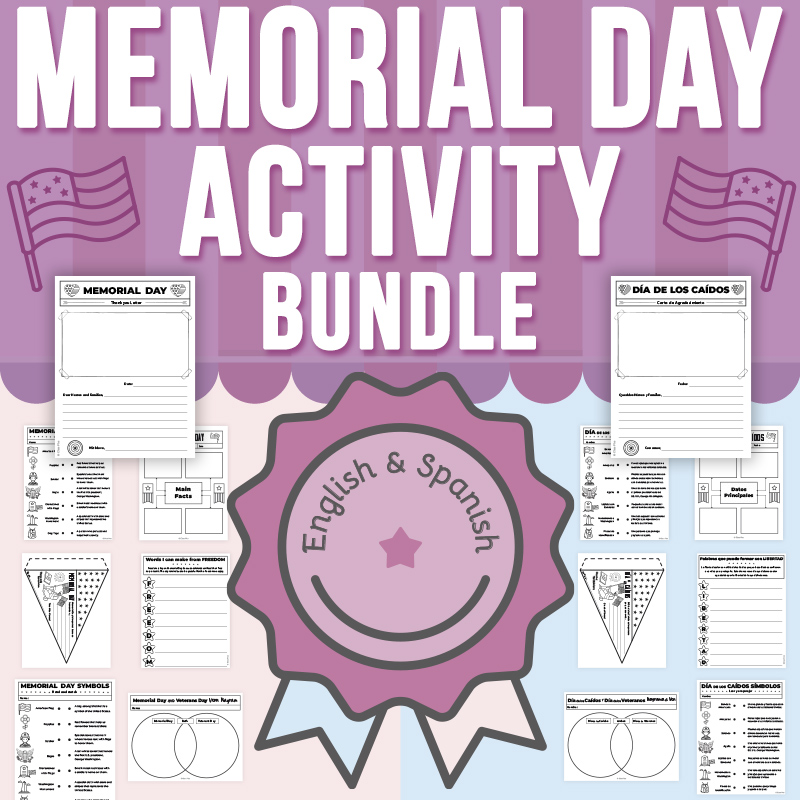 Memorial Day Mind Map, Writing Activity, and Pennant Activity BUNDLE