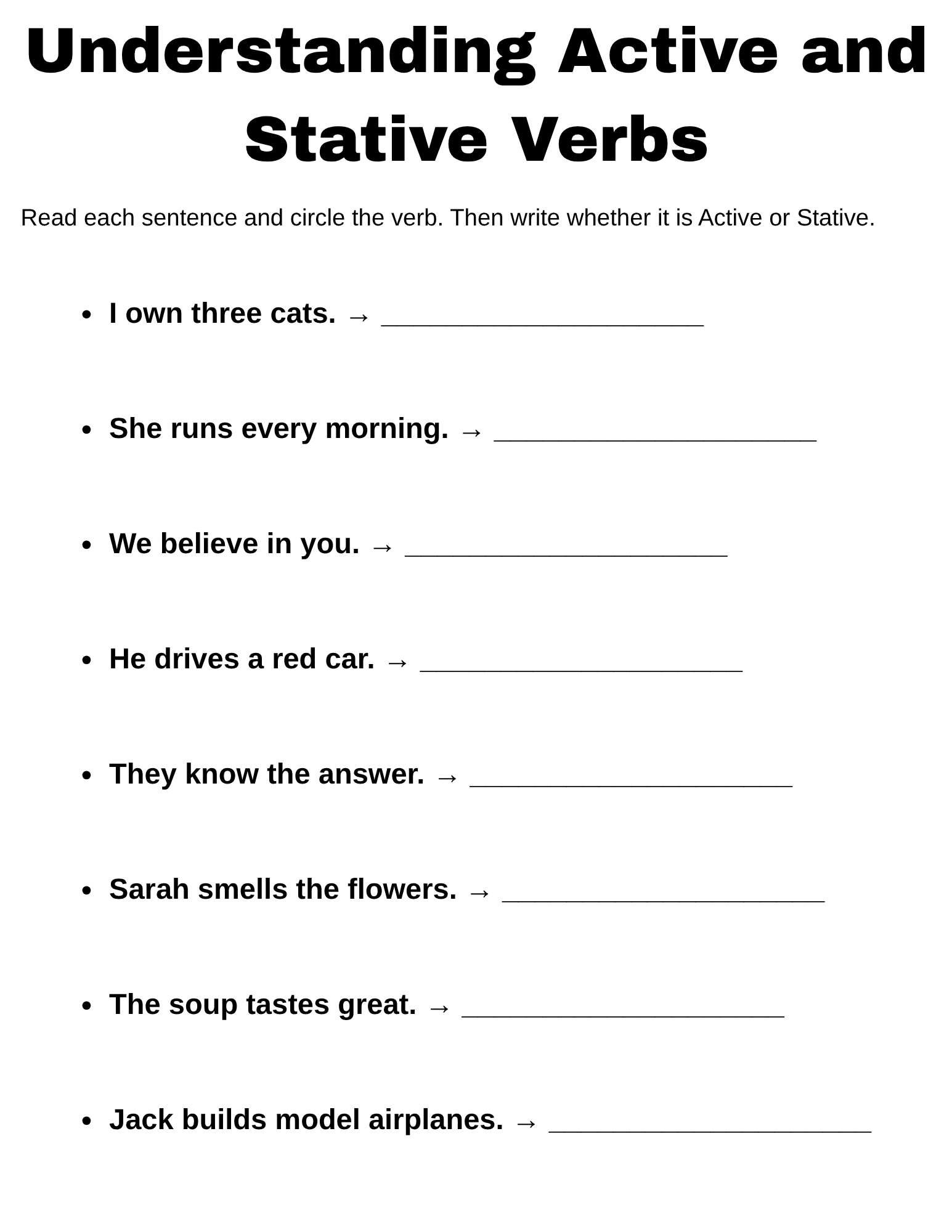 Understanding Active and Stative Verbs