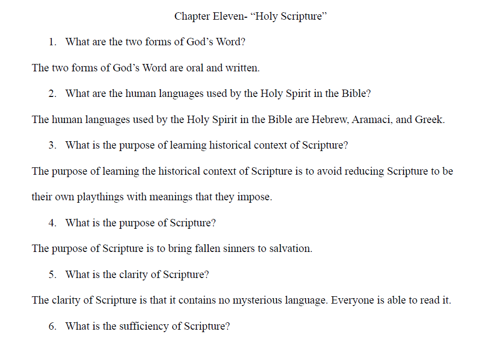 Christian Holy Scripture Questions