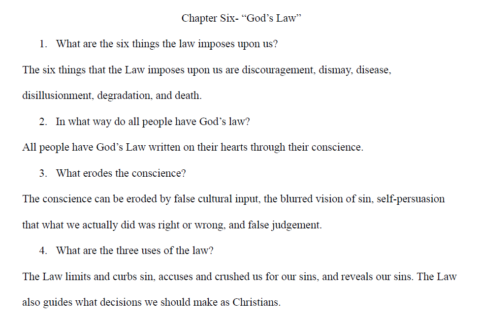 Christian Law Questions