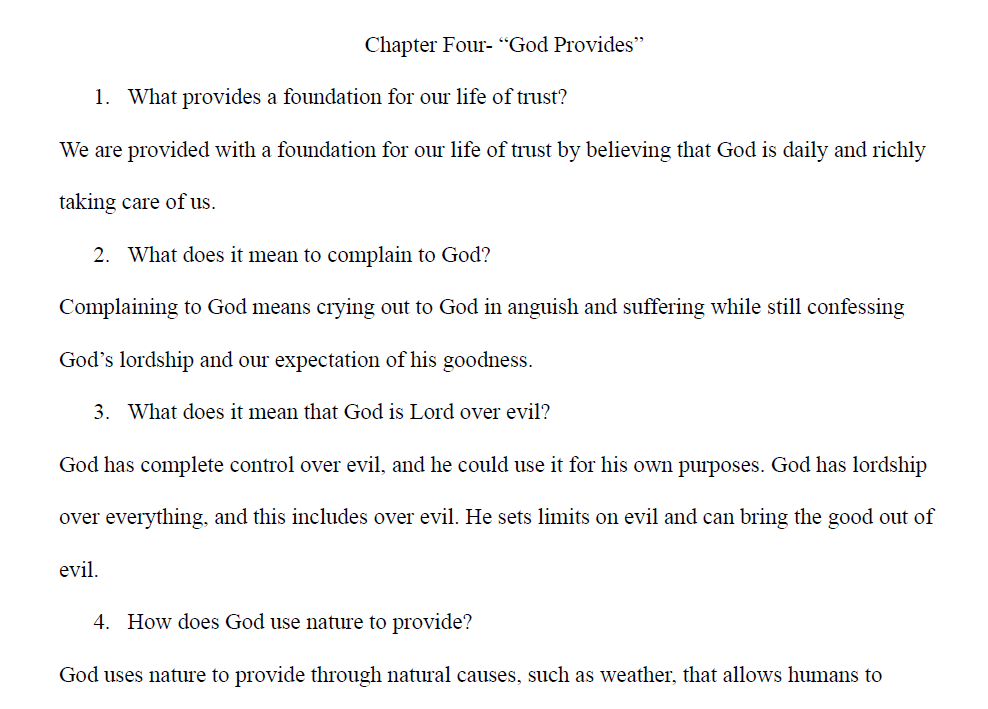 Christian Providence Questions