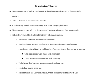 Behaviorism Theories Notes