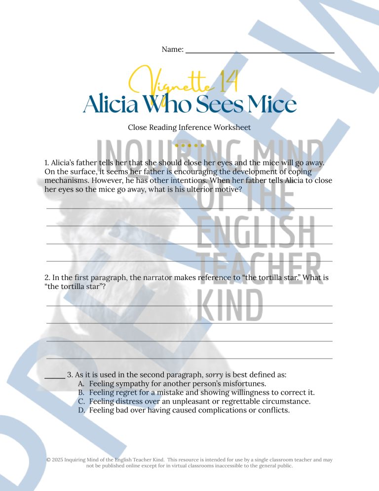 House on Mango Street Quiz and Close Reading Worksheets Bundle ...