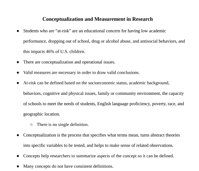 Conceptualization and Measurement in Research Notes