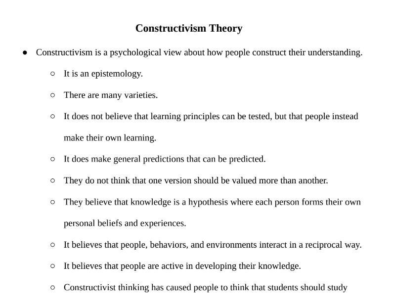 Constructivism Theory Notes