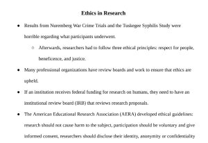 Ethics in Research Notes