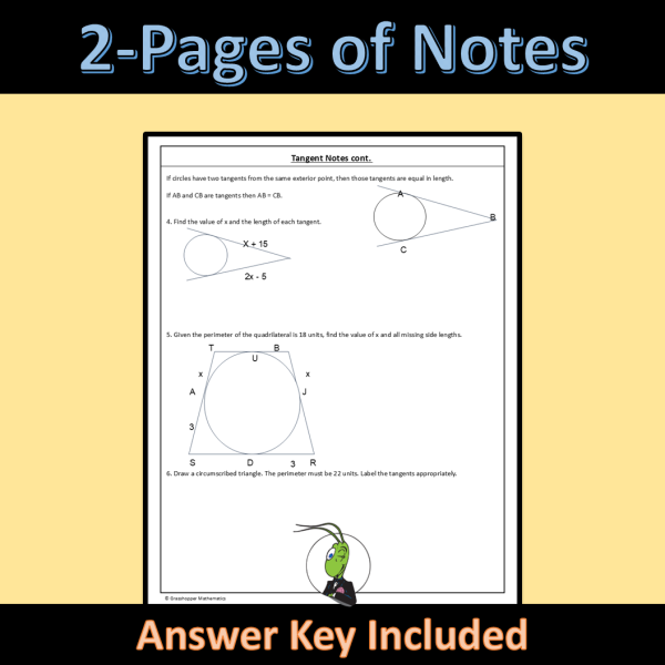 Tangents in Circles Geometry Guided Notes Circles Unit | Made By Teachers